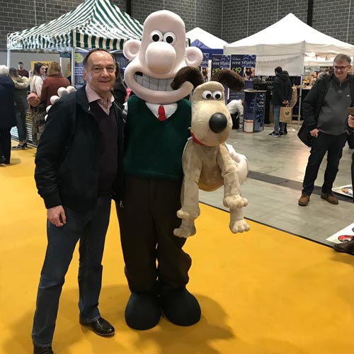 Rainbow Productions' md David Scott was on hand to check all was well with the new Wallace & Gromit costume.