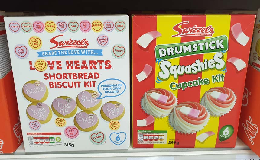 Love Hearts and Drumstick Squashies are being used for home baking kits.