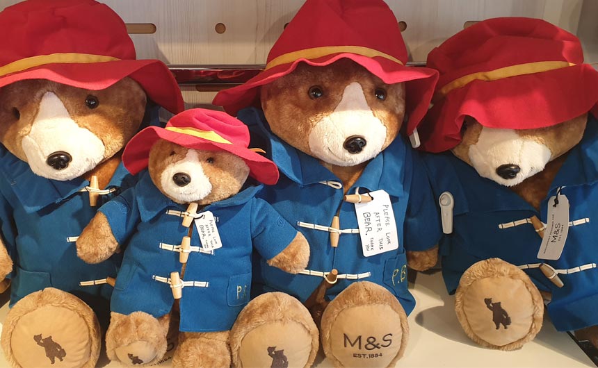 Bespoke versions of Paddington plush was available in-store.