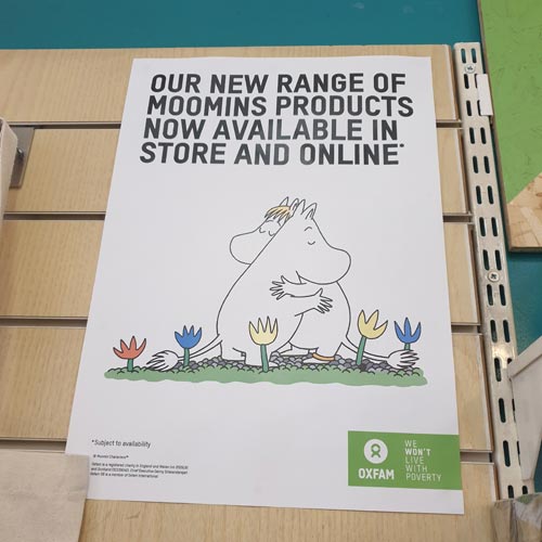 The Moomins products in Oxfam are linked to a special edition book which was published recently.