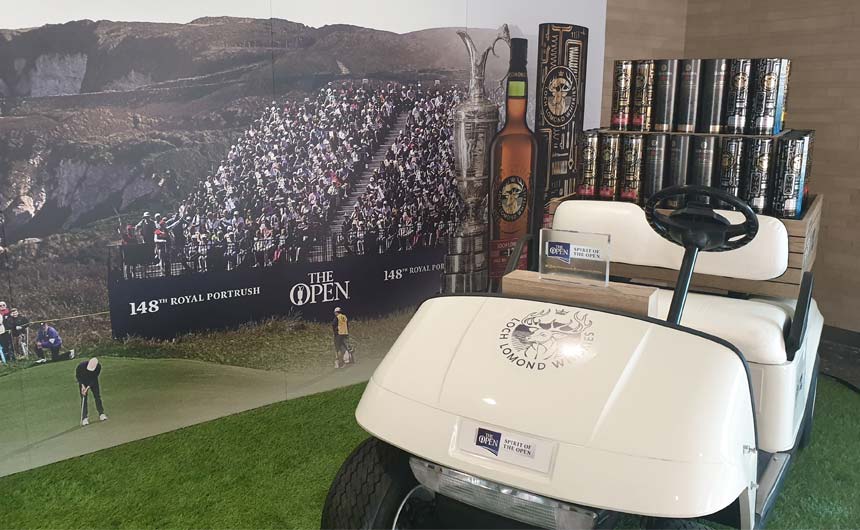 The airport featured a pop up display for The Open golf 'official' whisky.