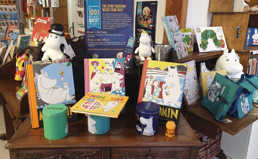 The shop at the Oxford Story Museum stocks licences including Moomin and Elmer.