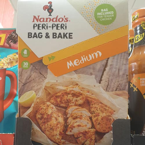 A new line of 'cook in' bags from Nando's featured in Iceland.