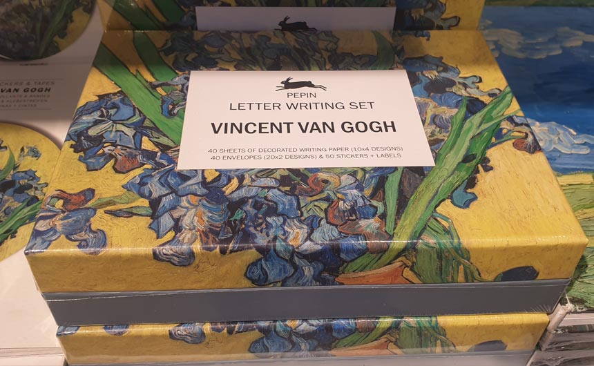 Many products in the Van Gogh Museum shop featured the artist's classic paintings.