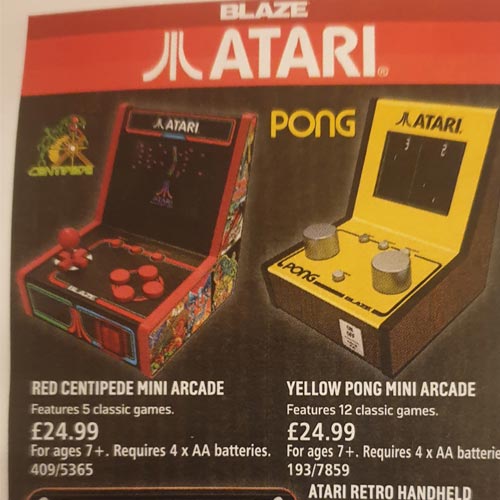 Retro gaming is a key theme in the catalogue including these mini arcade games.