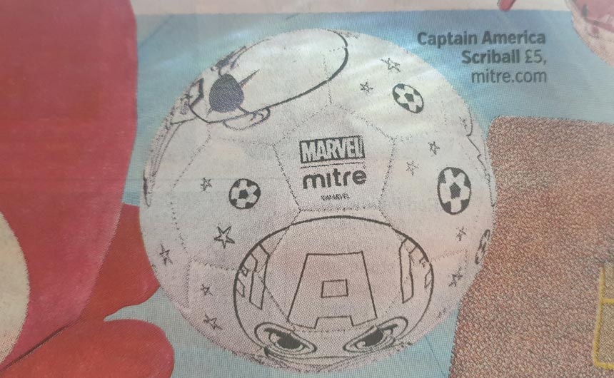 The Captain America Scriball can be coloured in.