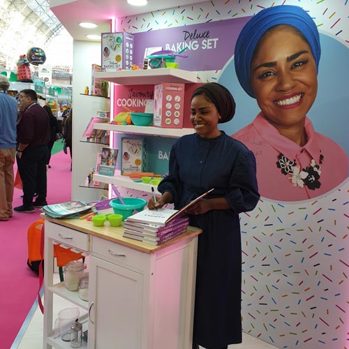 Nadiya Hussain visited the show to support new licensee Wilton Bradley.