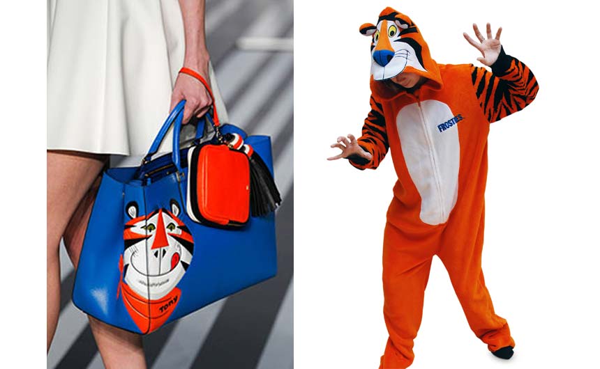 Tony the Tiger has adorned expensive handbags through to onesies.