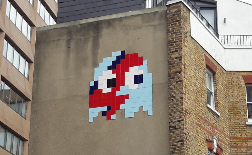 Invader creates artworks influenced by the classic Space Invaders brand.