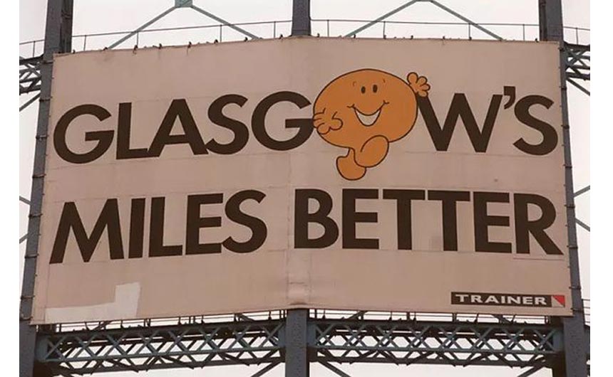 Mr Happy was used by Glasgow City Council to encourage people to visit.