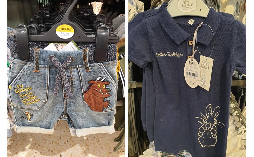 The Gruffalo and Peter Rabbit are among the brands featuring in Tu's current apparel range.