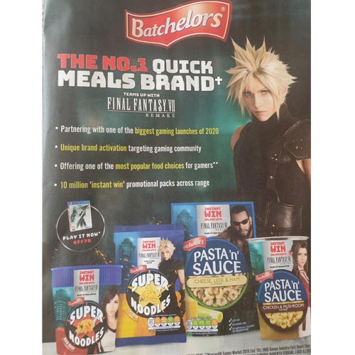 It is interesting to see a major FMCG brand like Batchelors linking with a game brand like Final Fantasy.