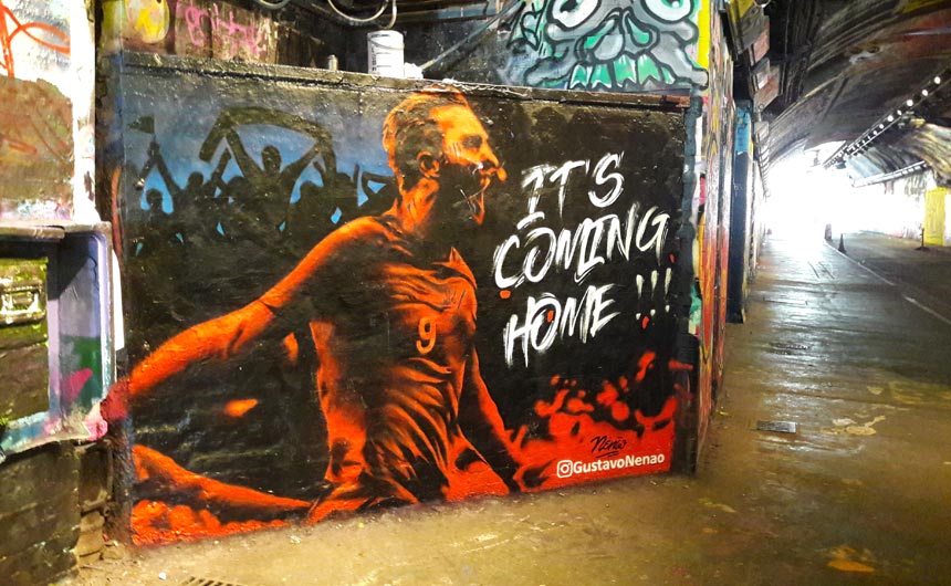 Sadly, the World Cup didn't come home, but this tribute to Harry Kane was certainly striking.