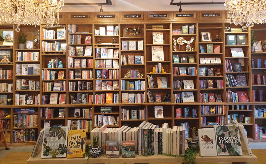 The Blue Bear Bookshop has a classic book shop style to it with lovely fixtures.