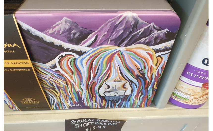 Dean's of Huntly is featuring the artwork of Steven Brown on its shortbread tins.