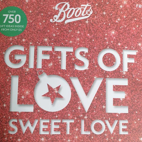 The Boots' catalogue calls out 'over 750 gift ideas from only £5'.