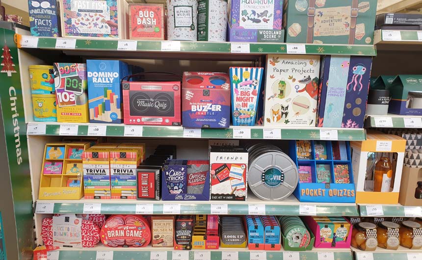 Friends was a licensing bright spot in this boxed and party games offer in Sainsbury's Godalming.