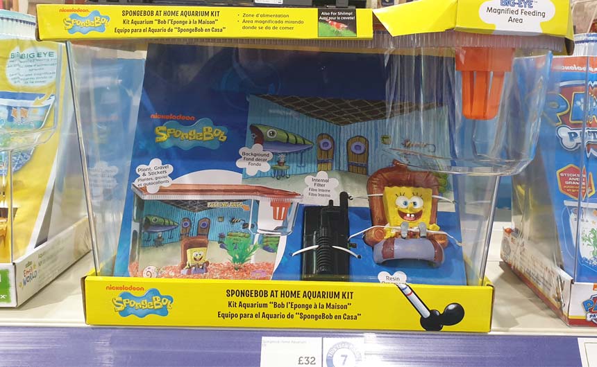 Pets at Home stocks a variety of character-branded aquariums and accessories, like SpongeBob SquarePants.