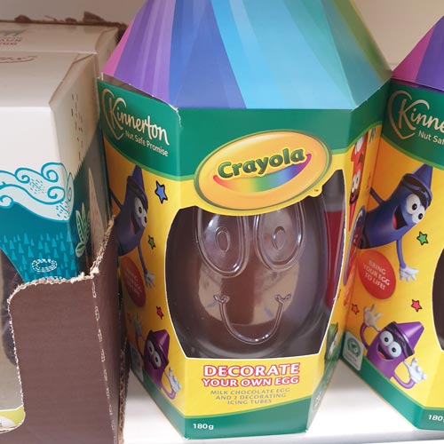 Kinnerton's Crayola egg stood out well on shelf and made good use of a trusted brand.