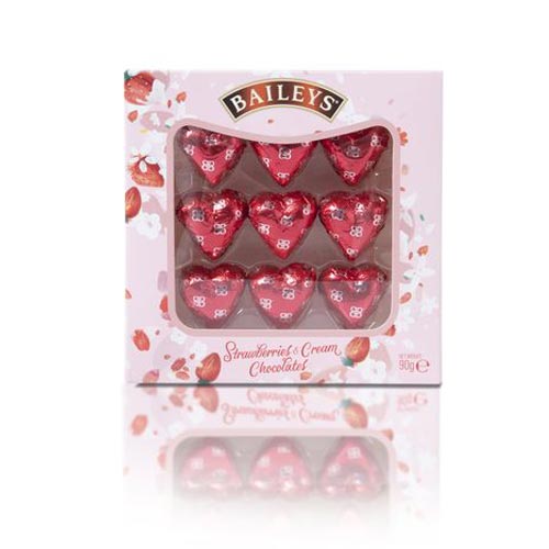 Baileys is reprising its Strawberries and Cream Chocolate Hearts.