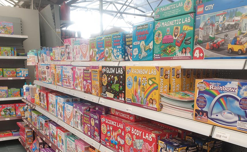 A dedicated space for toys and games highlighted some key licences.