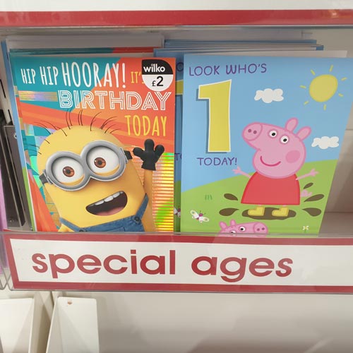 Licensed cards featured in the greeting cards offer in Wilko.