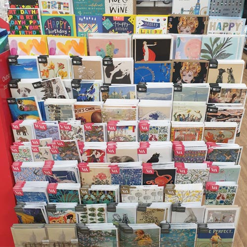 V&A and the Royal Academy of Arts cards featured prominently in WH Smith.