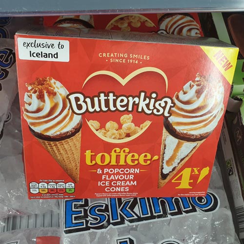 Products like the Butterkist ice cream cones will certainly catch the consumer's eye.