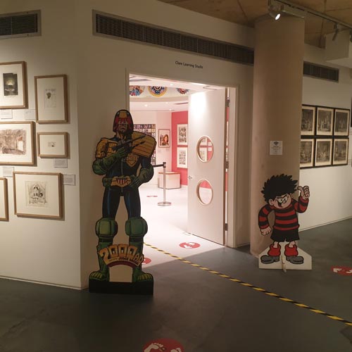 Judge Dredd and Dennis the Menace are among the links between comics and licensing on show at the museum.