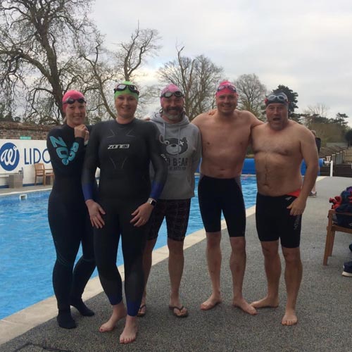 Part of the squad during a recent training session (L-R): Anna Hewitt, Anne Bradford, Stephen Gould, Mark Kingston and Simon Gresswell.