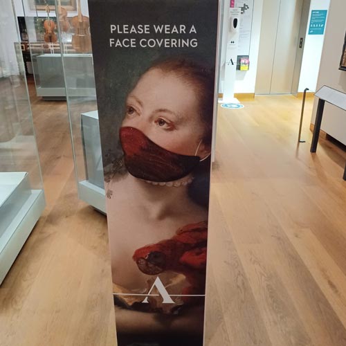 The Ashmolean Museum has used elements of its collection to design the public information signage.