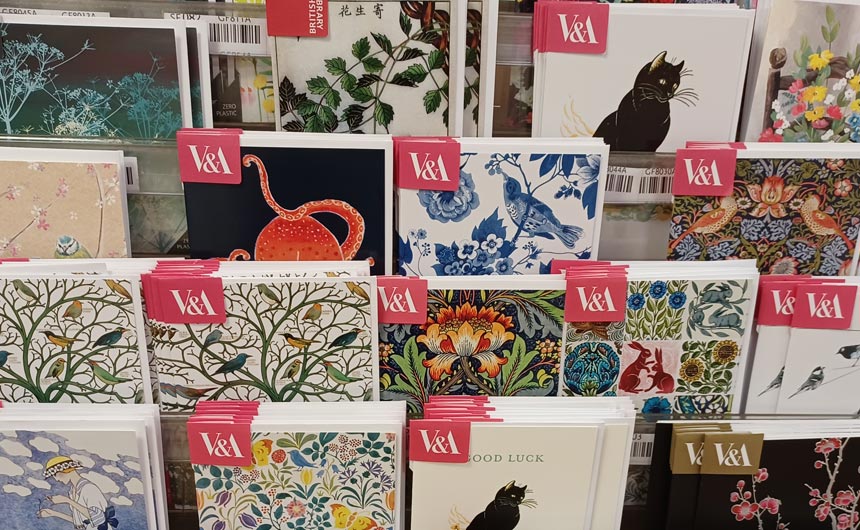 The greeting cards range from V&A stood out well on-shelf.