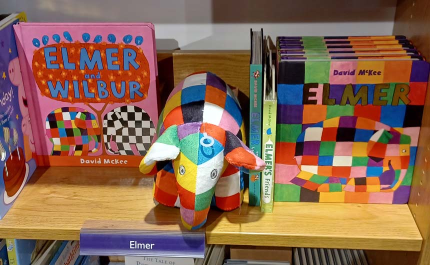 Elmer plush was also being sold next to the original picture book.