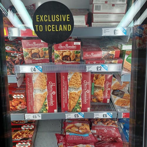 The Harry Ramsden's range is a good example of how Iceland showcases brand identity in-store.
