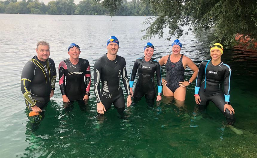 Open water swimming training at Shepperton Lake with the Kingfisher Tri Club (feeling hardcore without a wetsuit!)
