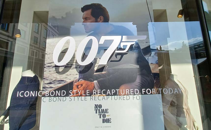 N. Peal's window display is a visual statement of its James Bond partnership.