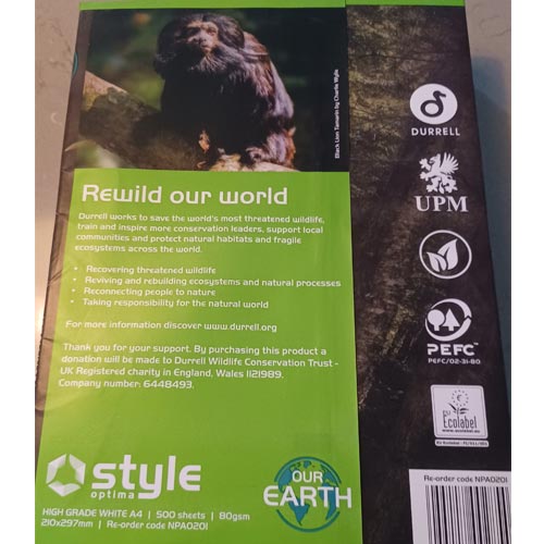 Our Earth printer paper is working with the Durrell Wildlife Conservation Trust.