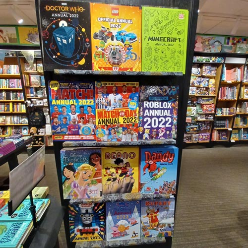 Waterstones' annuals offer included titles such as The Beano, Peppa Pig and Dr Who among others.
