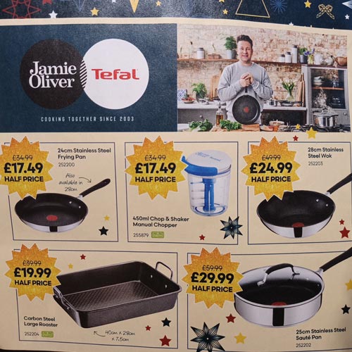 Jamie Oliver's Tefal cookware range was prominent in the Robert Dyas flyer.