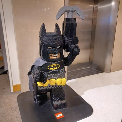 The LEGO zone was guarded by a Batman display figure.