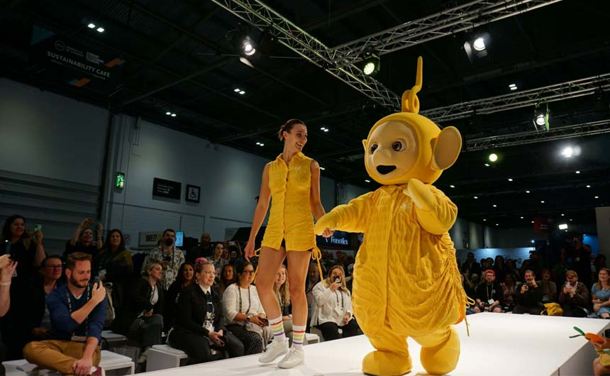 The Teletubbies were among the brands appearing on the show's catwalk.