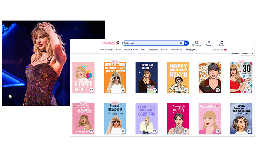 Taylor Swift runs Barbie a close second in the card popularity stakes.