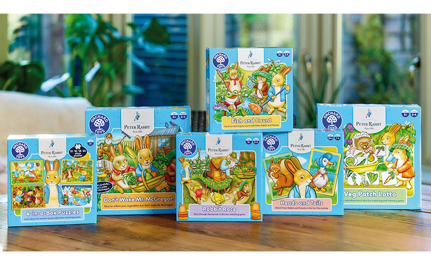 Orchard Toys' Peter Rabbit range of games and puzzles is the company's first licensed collaboration.